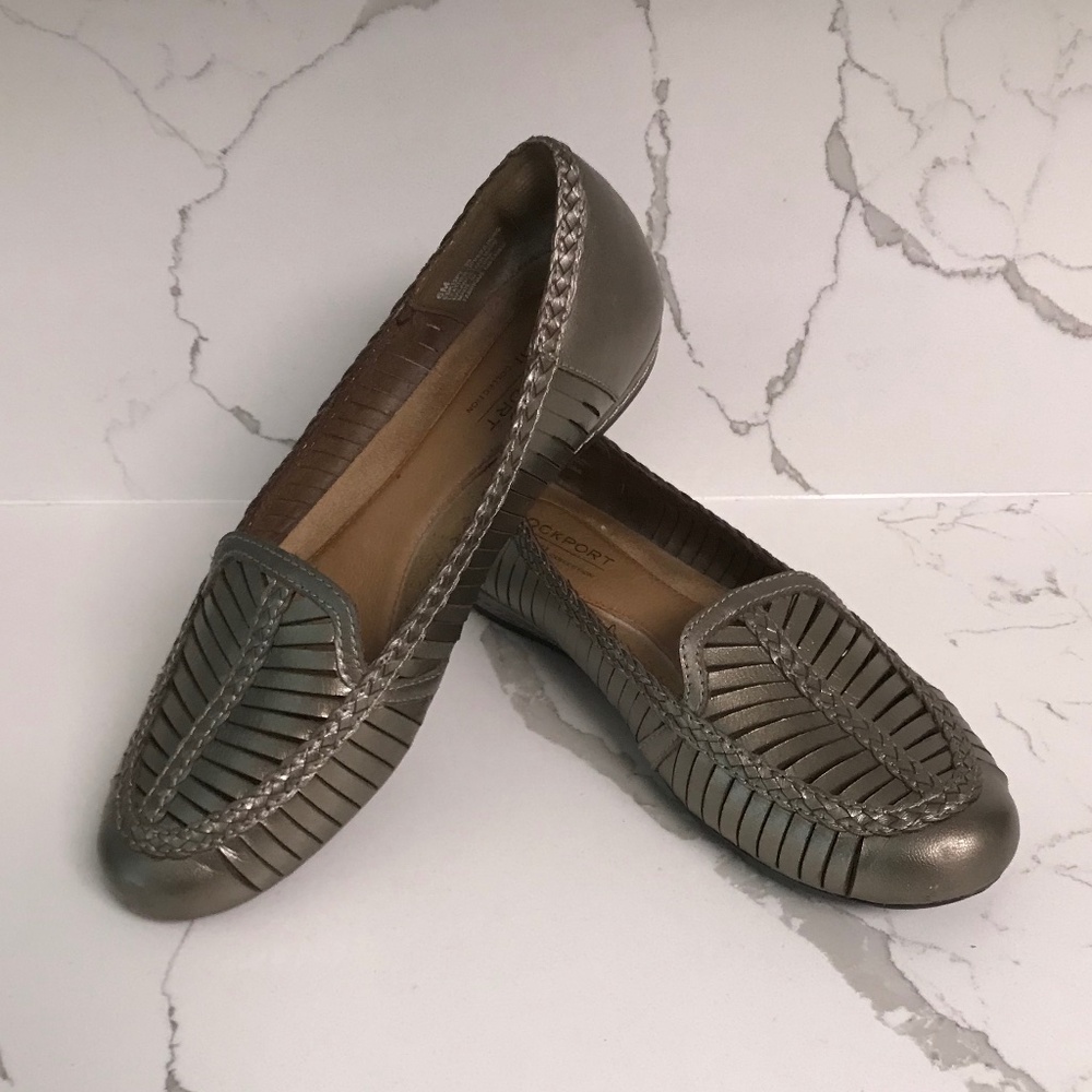 Rockport Cobb Hill Collection Galway- Taupe Metallic Leather Loafer US 6